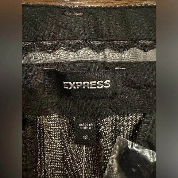 Express Studio Plaid Flare Pants- size 12 - Picture 4 of 9